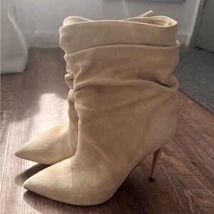 Paris Texas Beige Suede Ankle Boots